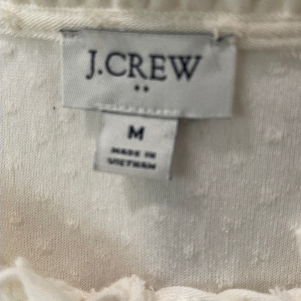 J. Crew Clip-dot smocked-neck top blouse cream ivory long sleeve size M - Picture 4 of 11
